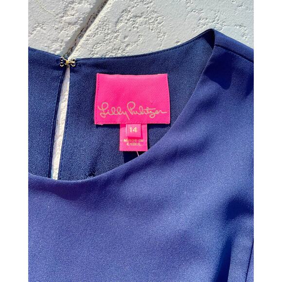 Lilly Pulitzer Lorella Stretch Dress True Navy Sz 14 NWT Long Sleeve - Picture 5 of 7